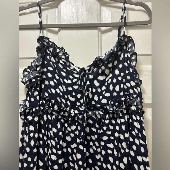 Navy and White Polk-Dot Maxi Dress - Picture 3 of 3